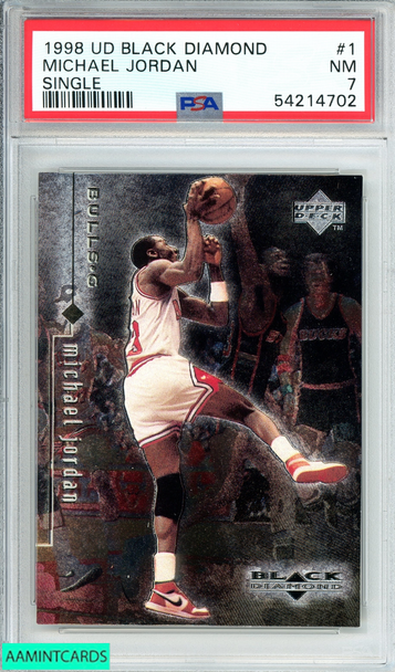 1998 U D BLACK DIAMOND MICHAEL JORDAN #1 SINGLE CHICAGO BULLS HOF PSA 7 NM 54214702