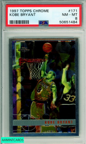 1997 TOPPS CHROME KOBE BRYANT #171 HOF LOS ANGELES LAKERS PSA NM-MT 8 50651484