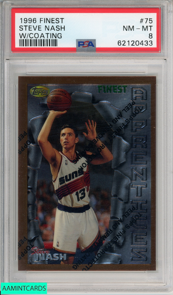 1996 FINEST STEVE NASH #75 W COATING ROOKIE HOF PHOENIX SUNS RC PSA 8 NM-MT 62120433