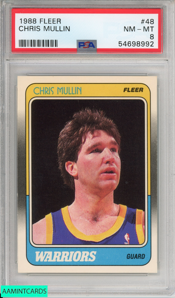 1988 FLEER CHRIS MULLIN #48 GOLDEN STATE WARRIORS HOF PSA 8 NM-MT 54698992
