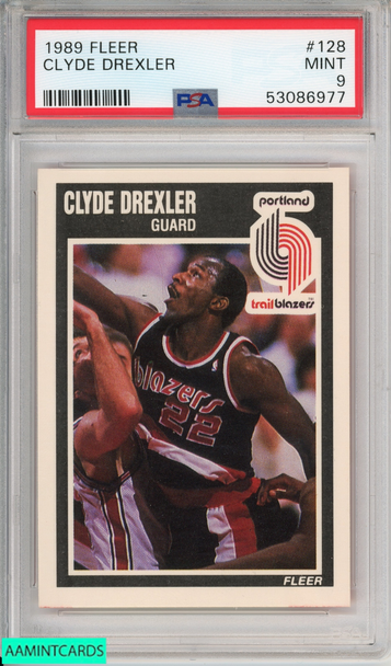 1989 FLEER CLYDE DREXLER #128 HOF PORTLAND TRAIL BLAZERS PSA 9 MINT 53086977 1989 FLEER CLYDE DREXLER #128 HOF PORTLAND TRAIL BLAZERS PSA 9 MINT 53086977