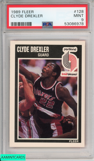 1989 FLEER CLYDE DREXLER #128 HOF PORTLAND TRAIL BLAZERS PSA 9 MINT 53086978 1989 FLEER CLYDE DREXLER #128 HOF PORTLAND TRAIL BLAZERS PSA 9 MINT 53086978