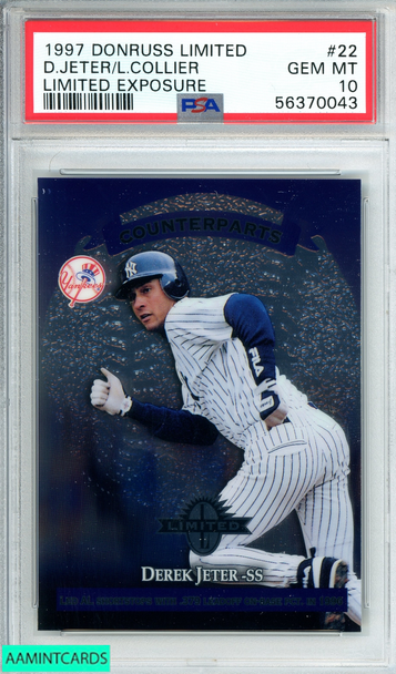 1997 DONRUSS LIMITED DEREK JETER LOU COLLIER #22 LIMITED EXPOSURE PSA 10 GEM MT 56370043