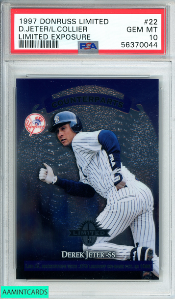 1997 DONRUSS LIMITED DEREK JETER LOU COLLIER #22 LIMITED EXPOSURE PSA 10 GEM MT 56370044
