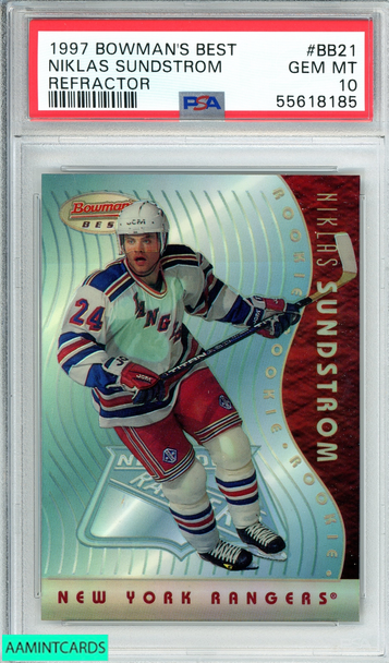 1997 BOWMANS BEST NIKLAS SUNDSTROM #BB21 REFRACTOR  ROOKIE RC PSA 10 GEM MT POP2 55618185