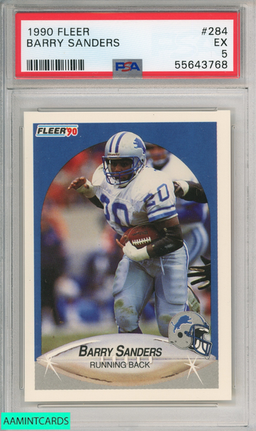 1990 FLEER BARRY SANDERS #284 DETROIT LIONS HOF PSA 5 EX 55643768