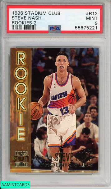 1996 STADIUM CLUB STEVE NASH #R12 ROOKIES 2 PHOENIX SUNS HOF RC PSA 9 MINT 55675221