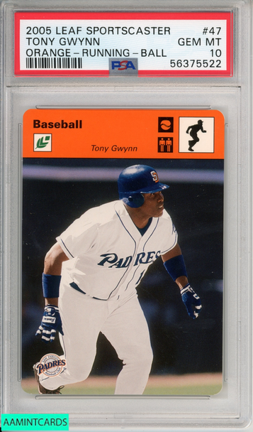 2005 LEAF SPORTSCASTER TONY GWYNN 47 ORANGE-RUNNING-BALL 6 OF 35 PSA 10 POP 1 56375522