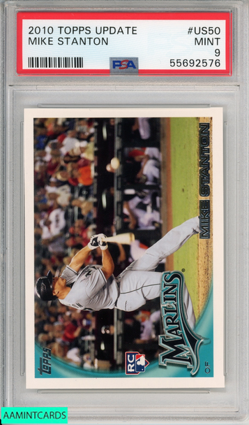 2010 TOPPS UPDATE MIKE STANTON #US50 ROOKIE MIAMI MARLINS RC PSA 9 MINT 55692576 2010 TOPPS UPDATE MIKE STANTON #US50 ROOKIE MIAMI MARLINS RC PSA 9 MINT 55692576