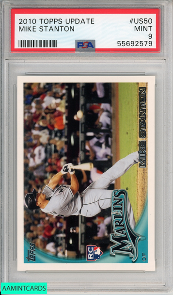 2010 TOPPS UPDATE MIKE STANTON #US50 ROOKIE MIAMI MARLINS RC PSA 9 MINT 55692579 2010 TOPPS UPDATE MIKE STANTON #US50 ROOKIE MIAMI MARLINS RC PSA 9 MINT 55692579