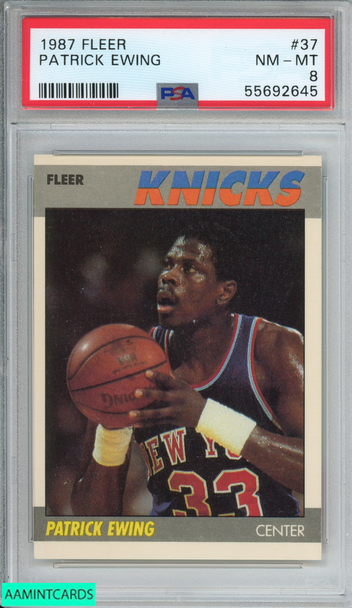 1987 FLEER PATRICK EWING #37 NEW YORK KNICKS PSA 8 NM-MT 55692645
