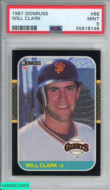 1987 DONRUSS WILL CLARK #66 ROOKIE RC SAN FRANCISCO GIANTS PSA 9 MINT 55618148