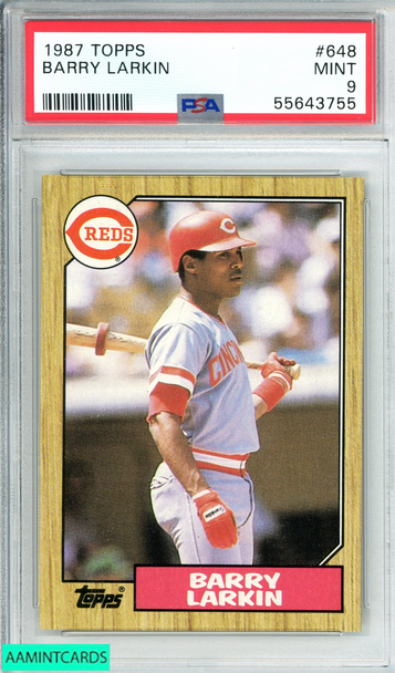 1987 TOPPS BARRY LARKIN #648 CINCINNATI REDS ROOKIE RC PSA 9 MINT 55643755
