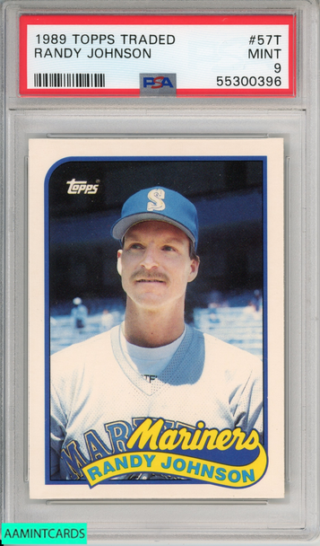 1989 TOPPS TRADED RANDY JOHNSON #57T ROOKIE SEATTLE MARINERS HOF RC PSA 9 MINT 55300396 1989 TOPPS TRADED RANDY JOHNSON #57T ROOKIE SEATTLE MARINERS HOF RC PSA 9 MINT 55300396
