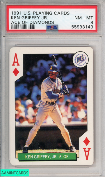 1991 US PLAYING CARD KEN GRIFFEY JR # ACE OF DIAMONDS MARINERS HOF PSA 8 NM-MT 55993143 1991 US PLAYING CARD KEN GRIFFEY JR # ACE OF DIAMONDS MARINERS HOF PSA 8 NM-MT 55993143