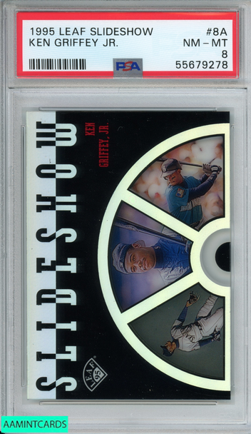 1995 LEAF SLIDESHOW KEN GRIFFEY JR #8A SEATTLE MARINERS HOF PSA 8 NM-MT 55679278 1995 LEAF SLIDESHOW KEN GRIFFEY JR #8A SEATTLE MARINERS HOF PSA 8 NM-MT 55679278