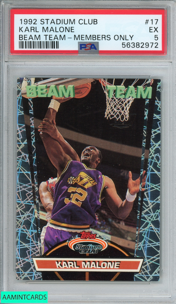 1992 STADIUM CLUB KARL MALONE #17 BEAM TEAM-MEMBERS ONLY UTAH JAZZ HOF PSA 5 EX 56382972 1992 STADIUM CLUB KARL MALONE #17 BEAM TEAM-MEMBERS ONLY UTAH JAZZ HOF PSA 5 EX 56382972