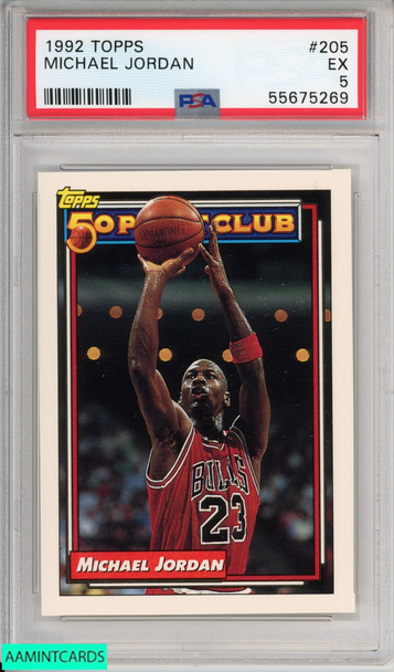 1992 TOPPS MICHAEL JORDAN #205 CHICAGO BULLS HOF PSA 5 EX 55675269
