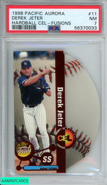 1998 PACIFIC AURORA HARDBALL CEL-FUSIONS DEREK JETER #11 NY YANKEES HOF PSA 7 NM 56370033 1998 PACIFIC AURORA HARDBALL CEL-FUSIONS DEREK JETER #11 NY YANKEES HOF PSA 7 NM 56370033