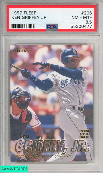 1997 FLEER KEN GRIFFEY JR  #206 SEATTLE MARINERS HOF PSA 8.5 NM-MT+ 55300477 1997 FLEER KEN GRIFFEY JR  #206 SEATTLE MARINERS HOF PSA 8.5 NM-MT+ 55300477