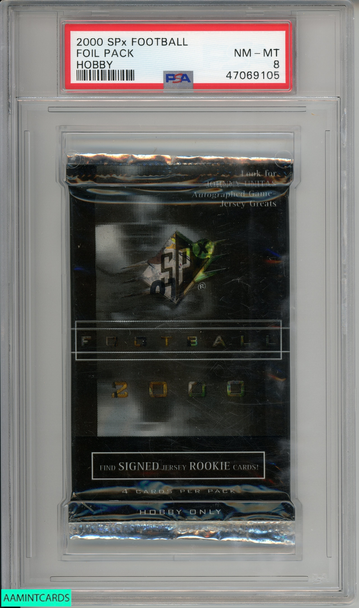 2000 SPX FOOTBALL FOIL PACK FOIL PACK # HOBBY BRADY ROOKIE? PSA 8 NM-MT 47069105 2000 SPX FOOTBALL FOIL PACK FOIL PACK # HOBBY BRADY ROOKIE? PSA 8 NM-MT 47069105