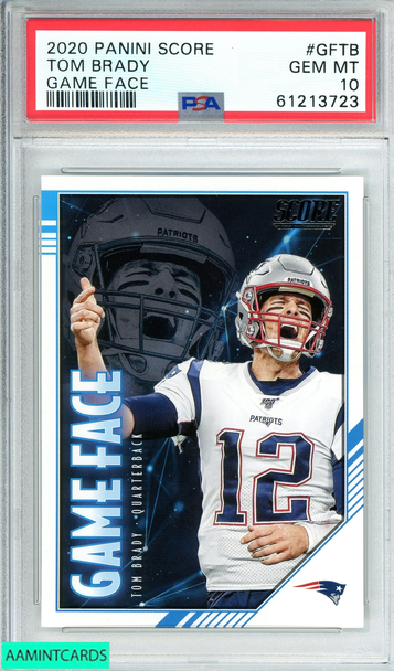 2020 PANINI SCORE TOM BRADY #GFTB GAME FACE NEW ENGLAND PATRIOTS PSA 10 GEM MT 61213723