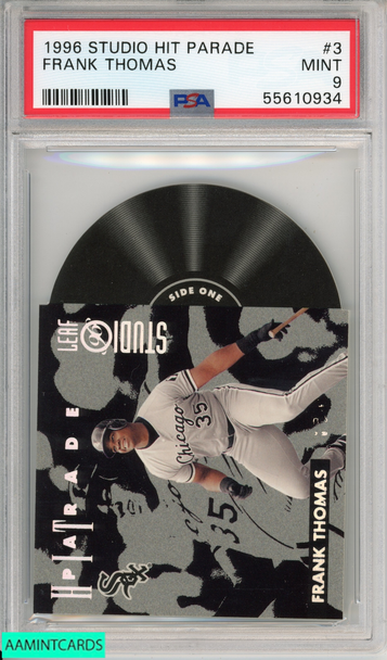 1996 STUDIO HIT PARADE FRANK THOMAS #3 CHICAGO WHITE SOX HOF 4586 OF 5000 PSA 9 55610934 1996 STUDIO HIT PARADE FRANK THOMAS #3 CHICAGO WHITE SOX HOF 4586 OF 5000 PSA 9 55610934