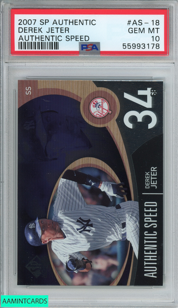 2007 SP AUTHENTIC DEREK JETER #AS-18 AUTHENTIC SPEED YANKEES HOF PSA 10 GEM MT 55993178 2007 SP AUTHENTIC DEREK JETER #AS-18 AUTHENTIC SPEED YANKEES HOF PSA 10 GEM MT 55993178