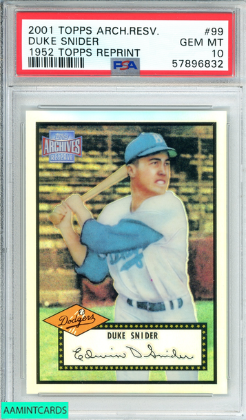 2001 TOPPS ARCHIVES RESERVE DUKE SNIDER #99 1952 TOPPS REPRINT PSA 10 GEM MT 57896832