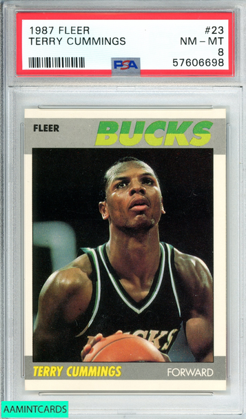 1987 FLEER TERRY CUMMINGS #23 MILWAUKEE BUCKS PSA 8 NM-MT 57606698 1987 FLEER TERRY CUMMINGS #23 MILWAUKEE BUCKS PSA 8 NM-MT 57606698