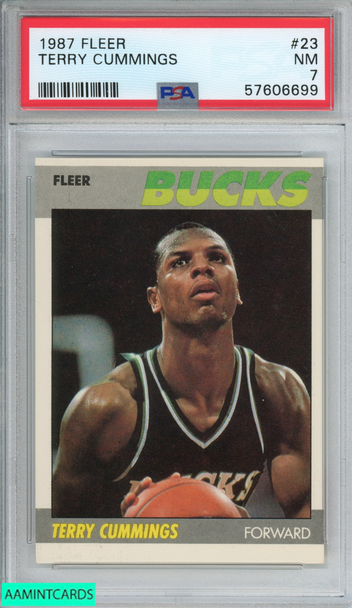 1987 FLEER TERRY CUMMINGS #23 MILWAUKEE BUCKS PSA 7 NM 57606699