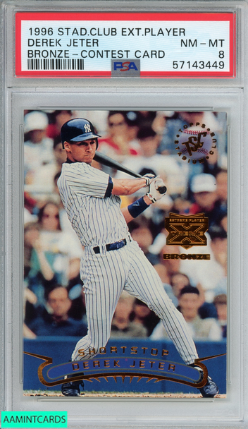 1996 STADIUM CLUB EXTREME PLAYER DEREK JETER BRONZE YANKEES HOF PSA 8 NM-MT 57143449 1996 STADIUM CLUB EXTREME PLAYER DEREK JETER BRONZE YANKEES HOF PSA 8 NM-MT 57143449