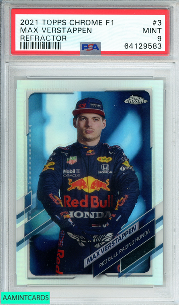 2021 TOPPS CHROME F1 MAX VERSTAPPEN #3 REFRACTOR RED BULL PSA 9 MINT 64129583 2021 TOPPS CHROME F1 MAX VERSTAPPEN #3 REFRACTOR RED BULL PSA 9 MINT 64129583