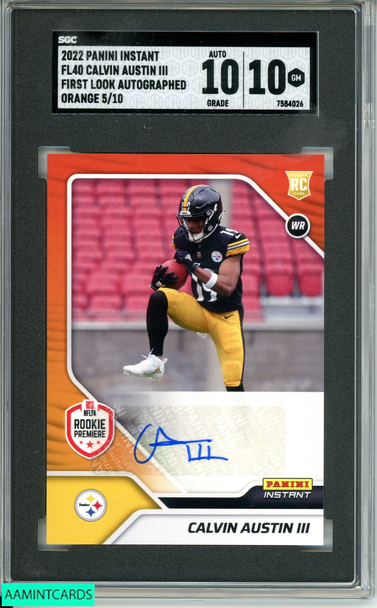 2022 PANINI INSTANT CALVIN AUSTIN III#FL40 FIRST LOOK AU ORANGE 5OF10 RC SGC 10 7584026