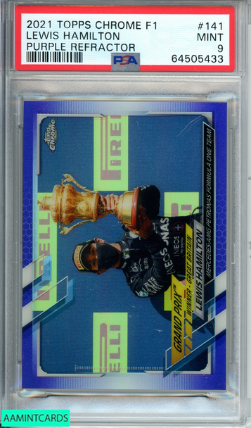 2021 TOPPS CHROME F1 LEWIS HAMILTON #141 PURPLE REFRACTOR 283 OF 399 PSA 9 MINT 64505433 2021 TOPPS CHROME F1 LEWIS HAMILTON #141 PURPLE REFRACTOR 283 OF 399 PSA 9 MINT 64505433