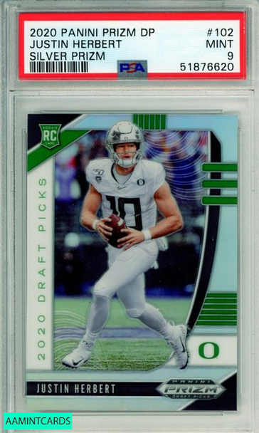 2020 PANINI PRIZM DRAFT PICKS JUSTIN HERBERT #102 SILVER PRIZM ROOKIE PSA 9 MINT 51876620 2020 PANINI PRIZM DRAFT PICKS JUSTIN HERBERT #102 SILVER PRIZM ROOKIE PSA 9 MINT 51876620