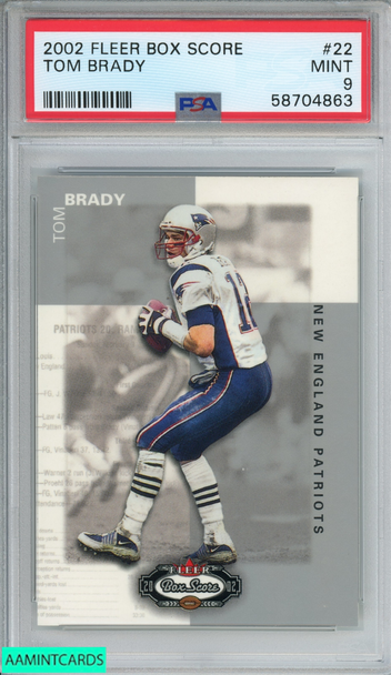 2002 FLEER BOX SCORE TOM BRADY #22 NEW ENGLAND PATRIOTS PSA 9 MINT 58704863 2002 FLEER BOX SCORE TOM BRADY #22 NEW ENGLAND PATRIOTS PSA 9 MINT 58704863