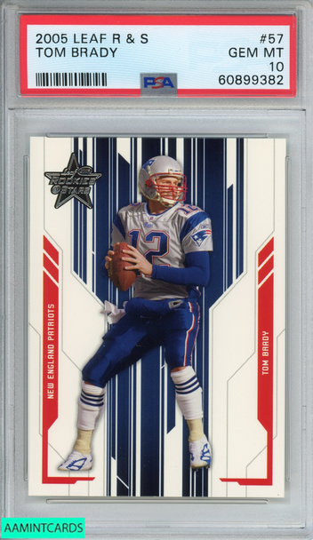 2005 LEAF ROOKIES AND STARS TOM BRADY #57 NEW ENGLAND PATRIOTS PSA 10 GEM MT 60899382 2005 LEAF ROOKIES AND STARS TOM BRADY #57 NEW ENGLAND PATRIOTS PSA 10 GEM MT 60899382