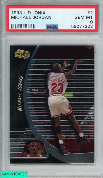 1998 UPPER DECK IONIX MICHAEL JORDAN #2 CHICAGO BULLS HOF PSA 10 GEM MT 59277222 1998 UPPER DECK IONIX MICHAEL JORDAN #2 CHICAGO BULLS HOF PSA 10 GEM MT 59277222