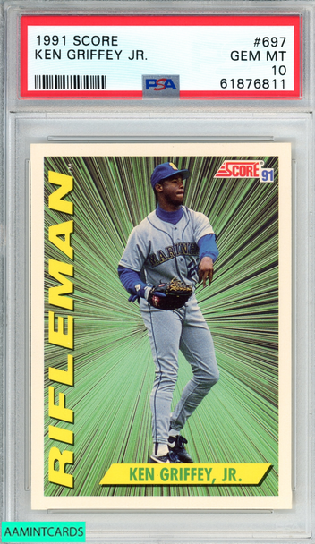 1991 SCORE KEN GRIFFEY JR  #697 SEATTLE MARINERS HOF PSA 10 GEM MT 61876811