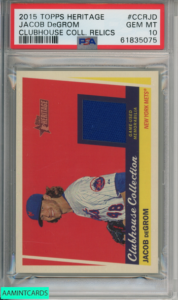 2015 TOPPS HERITAGE CLUBHOUSE COLLECTION RELICS JACOB DEGROM #CCRJD  PSA 10 POP 61835075
