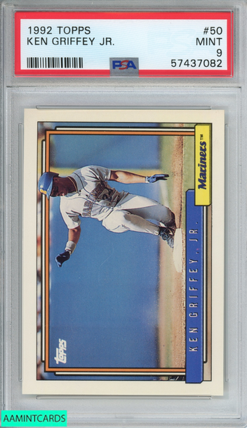 1992 TOPPS KEN GRIFFEY JR  #50 SEATTLE MARINERS HOF PSA 9 MINT 57437082 1992 TOPPS KEN GRIFFEY JR  #50 SEATTLE MARINERS HOF PSA 9 MINT 57437082