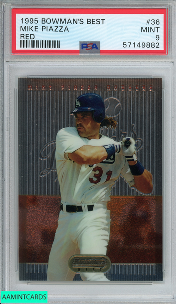 1995 BOWMANS BEST MIKE PIAZZA #36 RED LOS ANGELES DODGERS HOF PSA 9 MINT 57149882 1995 BOWMANS BEST MIKE PIAZZA #36 RED LOS ANGELES DODGERS HOF PSA 9 MINT 57149882