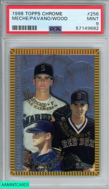 1998 TOPPS CHROME MECHE PAVANO WOOD #256 PSA 9 MINT 57149682