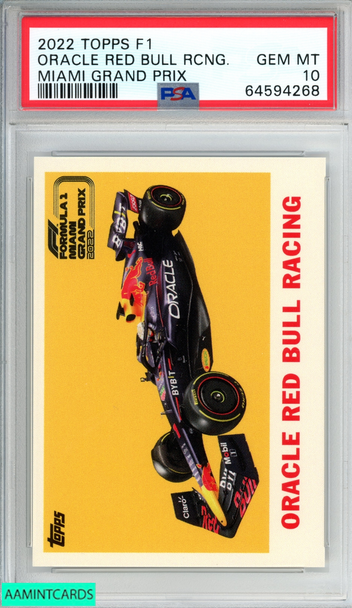 2022 TOPPS FORMULA 1 MIAMI GRAND PRIX ORACLE RED BULL RACING PSA 10 GEM MT 64594268 2022 TOPPS FORMULA 1 MIAMI GRAND PRIX ORACLE RED BULL RACING PSA 10 GEM MT 64594268