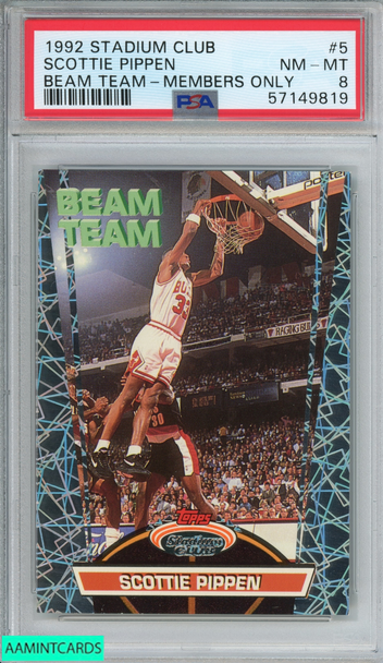 1992 STADIUM CLUB BEAM TEAM SCOTTIE PIPPEN #5 MEMBERS ONLY HOF PSA 8 NM-MT 57149819 1992 STADIUM CLUB BEAM TEAM SCOTTIE PIPPEN #5 MEMBERS ONLY HOF PSA 8 NM-MT 57149819