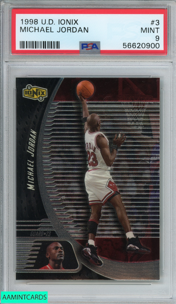 1998 UPPER DECK IONIX MICHAEL JORDAN #3 CHICAGO BULLS HOF PSA 9 MINT 56620900 1998 UPPER DECK IONIX MICHAEL JORDAN #3 CHICAGO BULLS HOF PSA 9 MINT 56620900