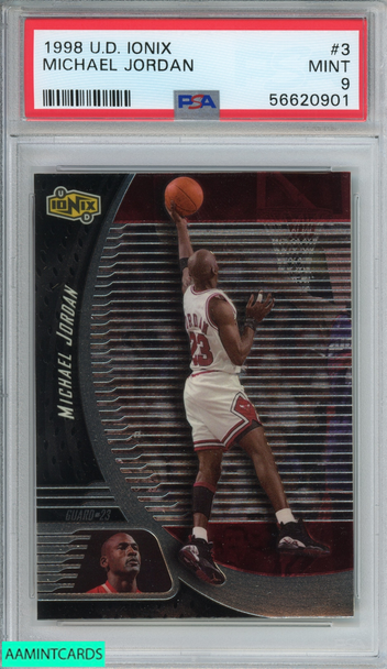 1998 UPPER DECK IONIX MICHAEL JORDAN #3 CHICAGO BULLS HOF PSA 9 MINT 56620901 1998 UPPER DECK IONIX MICHAEL JORDAN #3 CHICAGO BULLS HOF PSA 9 MINT 56620901