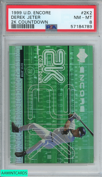 1999 UPPER DECK ENCORE 2K COUNTDOWN DEREK JETER #2K2 YANKEES HOF PSA 8 NM-MT 57184789 1999 UPPER DECK ENCORE 2K COUNTDOWN DEREK JETER #2K2 YANKEES HOF PSA 8 NM-MT 57184789