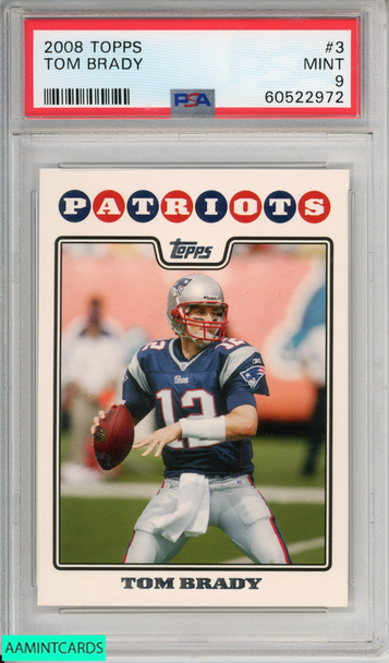 2008 TOPPS TOM BRADY #3 NEW ENGLAND PATRIOTS PSA 9 MINT 60522972 2008 TOPPS TOM BRADY #3 NEW ENGLAND PATRIOTS PSA 9 MINT 60522972